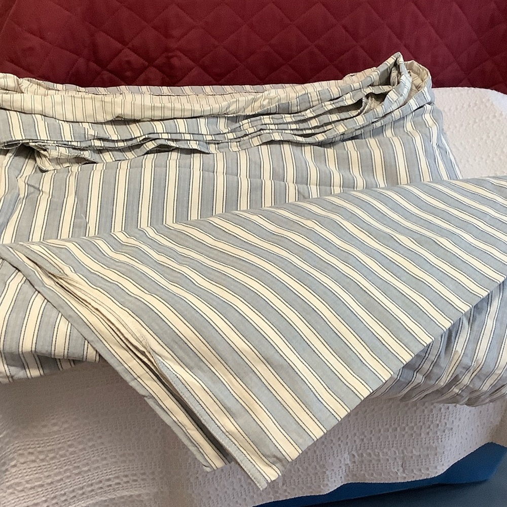 Ralph Lauren Light Blue and Cream Striped Duvet Cover